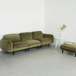 Canapé 3 places en velours beige Bean - Emko
