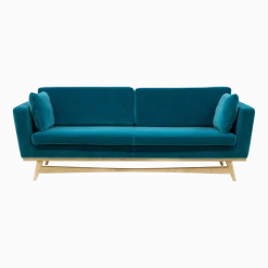 Canapé 3 places en velours bleu canard Fifties - RED Edition