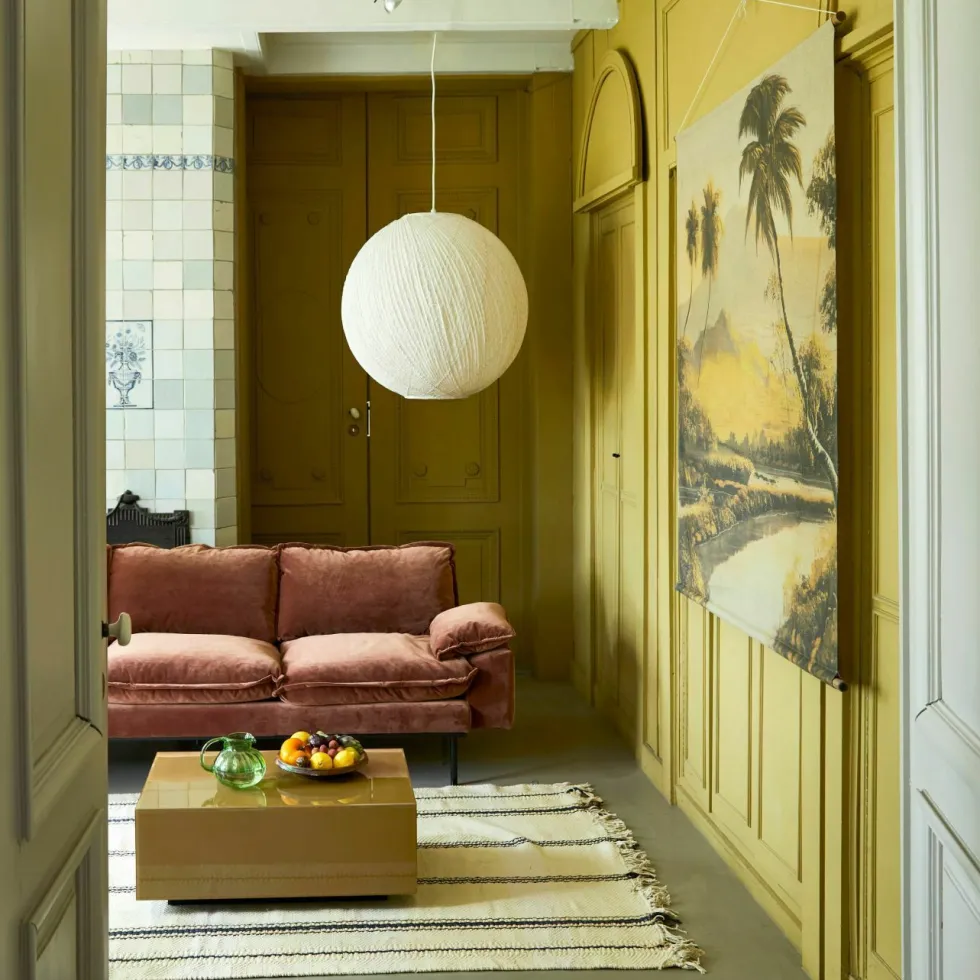 Canapé 2 places en velours brique Retro - Hkliving