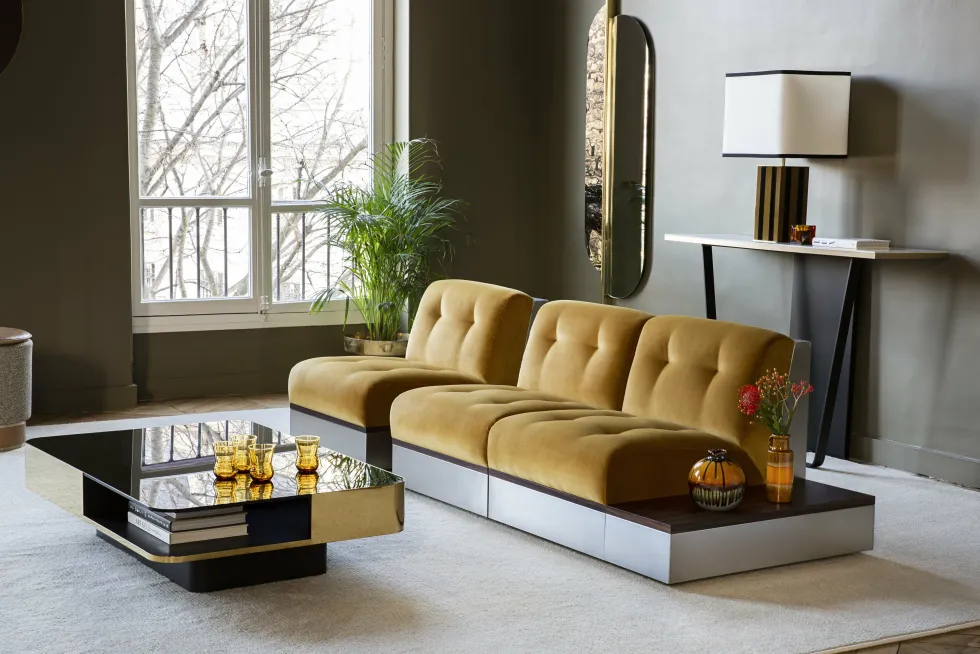 Canapé 3 places en velours honey 195 cm Stanley - RED Edition