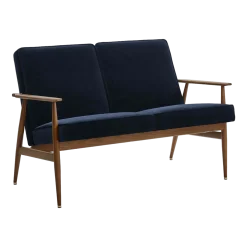 Canapé 2 places en velours indigo et frêne foncé 120 cm Fox - 366 Concept