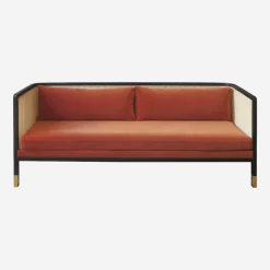 Canapé 3 places en velours rouge orangé Cannage - RED Edition