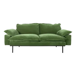 Canapé 2 places en velours vert Retro - Hkliving