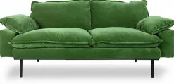 Canapé 2 places en velours vert Retro - Hkliving