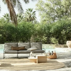 Canapé 3 places extérieur sable et métal noir Desert - Ferm Living