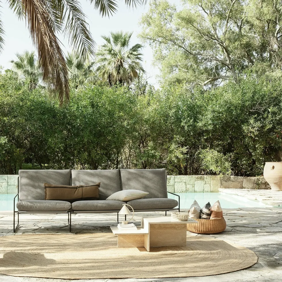 Canapé 3 places extérieur sable et métal noir Desert - Ferm Living