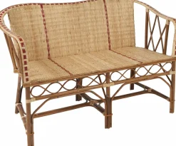 Canapé 2 places structure en rotin naturel filets en résine rouge 80 x 120 x 61 Bagatelle - KOK
