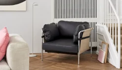 Can 1 seater Black powder coated steel frame Black strap-Natural outer canvas-Sense-Black
