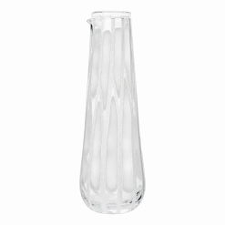 Carafe avec couvercle en verre souffle transparent et blanc Stripe - Broste Copenhagen