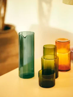 Carafe Sen verre bleu unlit Teal - HKLIVING