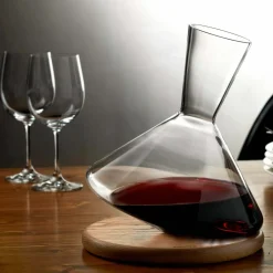 Carafe à vin Balance avec socle en bois - Nude Glass
