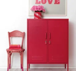 Casier en acier rouge coquelicot 85x40x111cm The Midi - Mustard Made