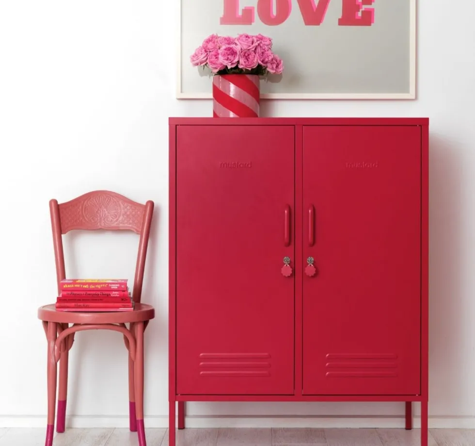 Casier en acier rouge coquelicot 85x40x111cm The Midi - Mustard Made