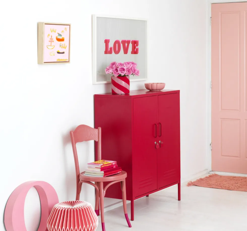 Casier en acier rouge coquelicot 85x40x111cm The Midi - Mustard Made