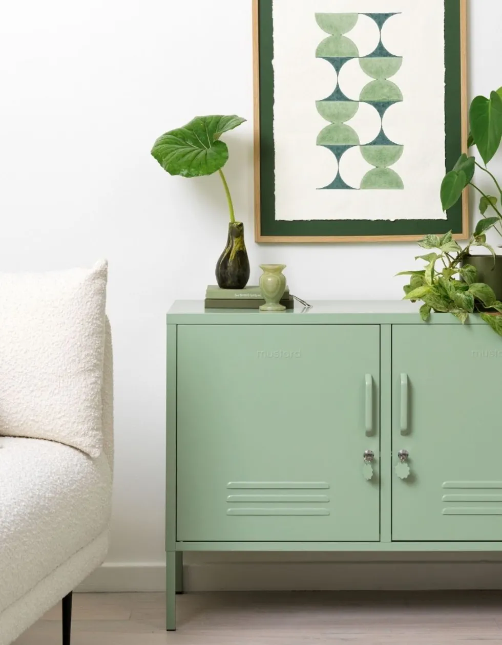 Casier en acier vert sauge 40x100x72cm The Lowdown - Mustard Made
