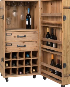 Casier à vin à roulette en bois de pin 50x109cm Lico - Dutchbone