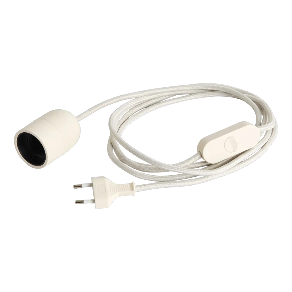 Câble en tissu blanc argile avec interrupteur 240cm Common Cord Set - Hay