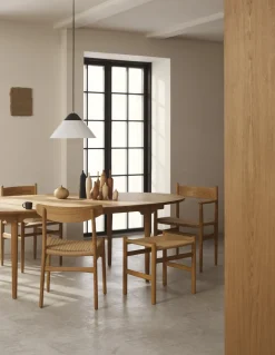 Chaise avec accoudoir en chêne blanc huilé et assise tissée naturelle 81cm CH37 - Carl Hansen & Søn