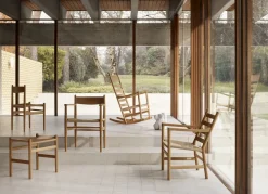 Chaise avec accoudoir en chêne huilé et assise tissée naturelle 81cm CH37 - Carl Hansen & Søn