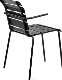 Chaise avec accoudoirs de jardin en métal noir 56x55x82cm - valerie_objects