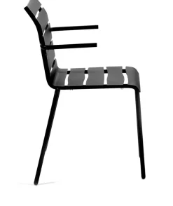 Chaise avec accoudoirs de jardin en métal noir 56x55x82cm - valerie_objects