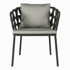 Chaise avec accoudoirs d'extérieur noire avec coussins gris zinc Leo - Vincent Sheppard
