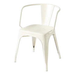 Chaise avec accoudoirs en acier blanc perlé AC16 - Tolix
