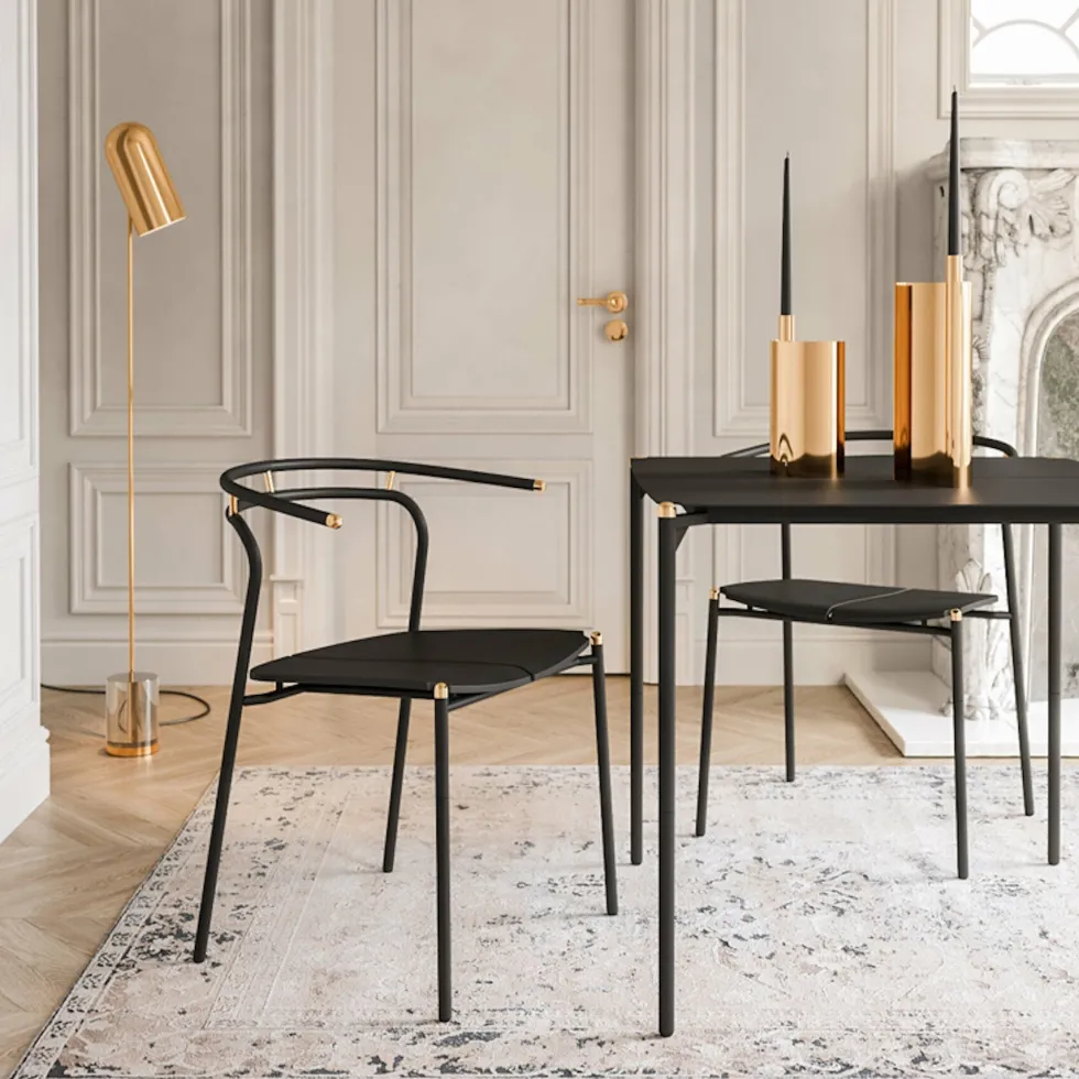 Chaise avec accoudoirs en acier noir Novo - Aytm