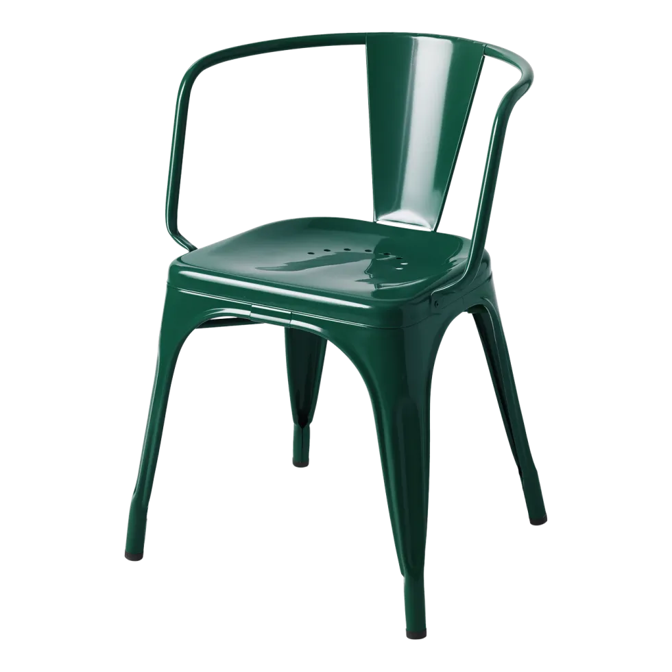 Chaise avec accoudoirs en acier vert mousse AC16 - Tolix