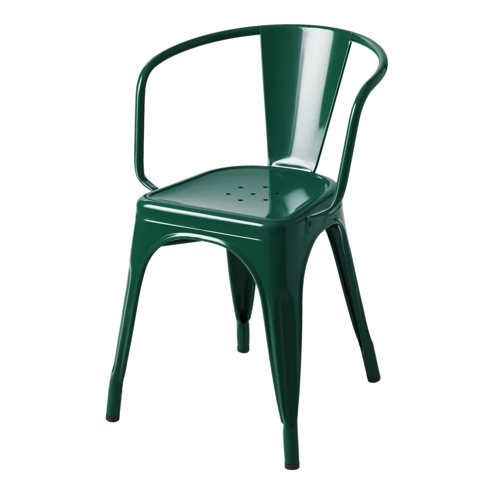Chaise avec accoudoirs en acier vert mousse A56 - Tolix