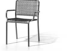 Chaise avec accoudoirs en aluminium et tressage gris Allu 224 I- Gervasoni