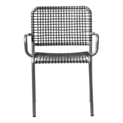 Chaise avec accoudoirs en aluminium et tressage gris Allu 224 I- Gervasoni