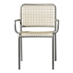 Chaise avec accoudoirs en aluminium et tressage naturel Allu 24 I- Gervasoni