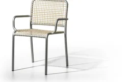 Chaise avec accoudoirs en aluminium et tressage naturel Allu 24 I- Gervasoni