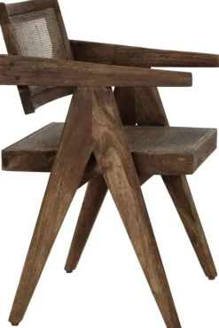 Chaise avec accoudoirs en bois de manguier et rotin Rosalia - Pomax