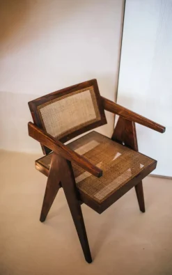 Chaise avec accoudoirs en bois de manguier et rotin Rosalia - Pomax