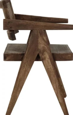 Chaise avec accoudoirs en bois de manguier et rotin Rosalia - Pomax