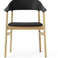 Chaise avec accoudoirs en chêne et cuir noir Herit Spectrum Leather noir - Normann Copenhagen