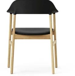 Chaise avec accoudoirs en chêne et cuir noir Herit Spectrum Leather noir - Normann Copenhagen