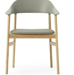 Chaise avec accoudoirs en chêne et cuir vert Herit Spectrum Leather Dusty vert - Normann Copenhagen