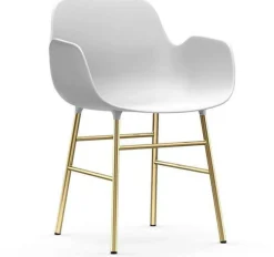 Chaise avec accoudoirs en laiton et pp blanc Form - Normann Copenhagen