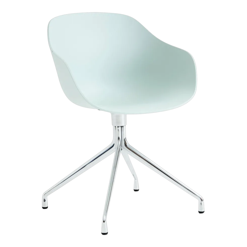 Chaise avec accoudoirs en plastique recyclé dusty mint et pieds en aluminium AAC 220 2.0 - HAY