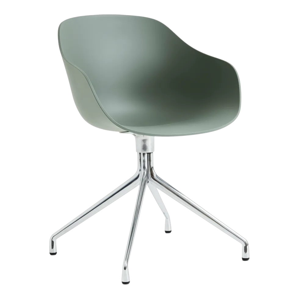 Chaise avec accoudoirs en plastique recyclé vert automne et pieds en aluminium AAC 220 2.0 - HAY