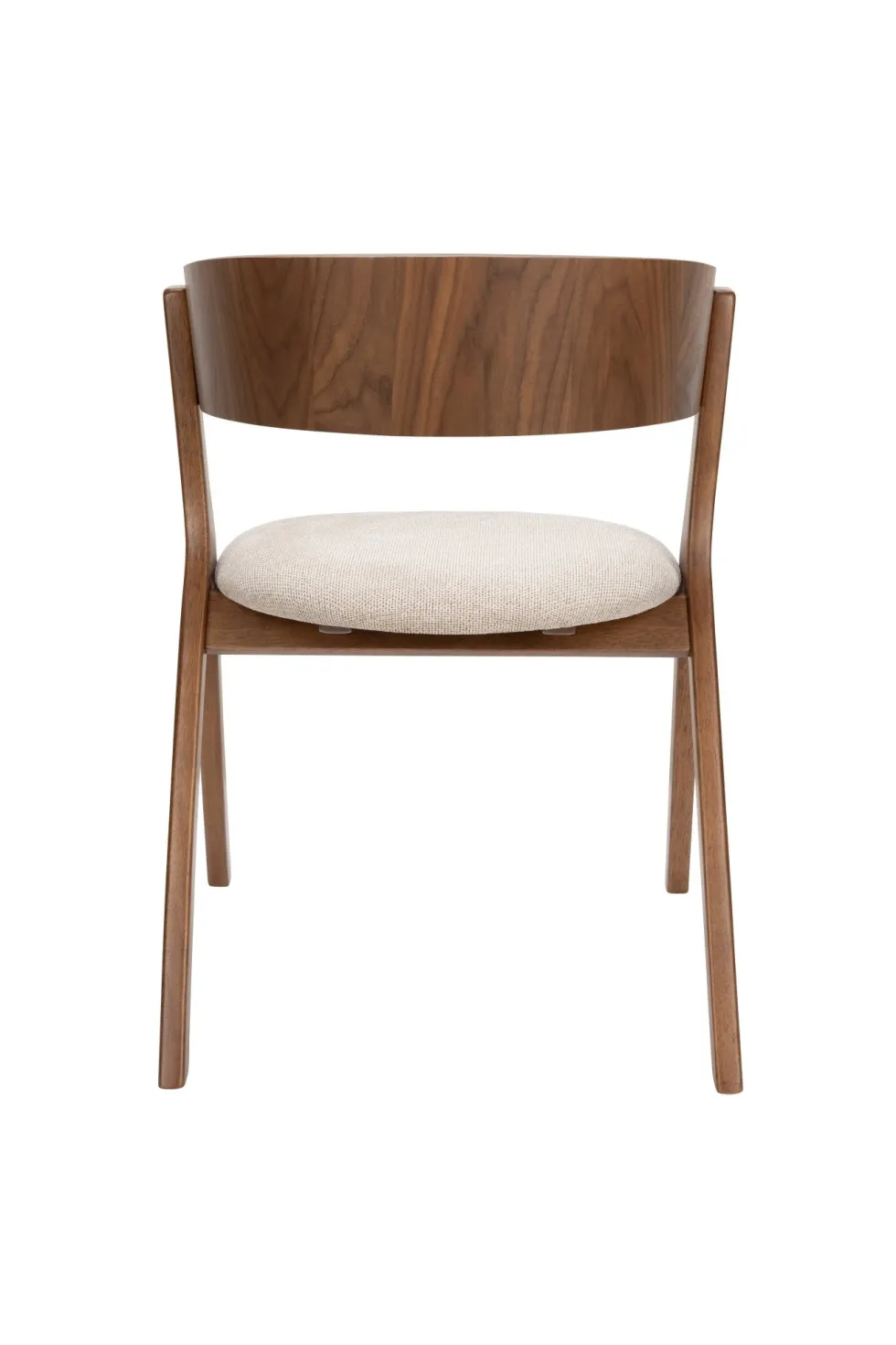 Chaise avec accoudoirs en tissu beige et bois d'hévéa Bresso - Dutchbone