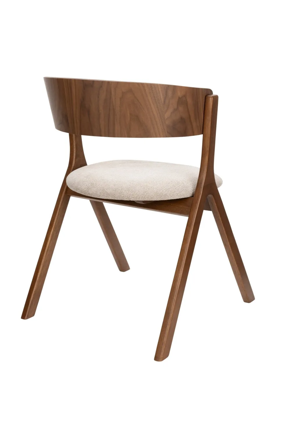 Chaise avec accoudoirs en tissu beige et bois d'hévéa Bresso - Dutchbone