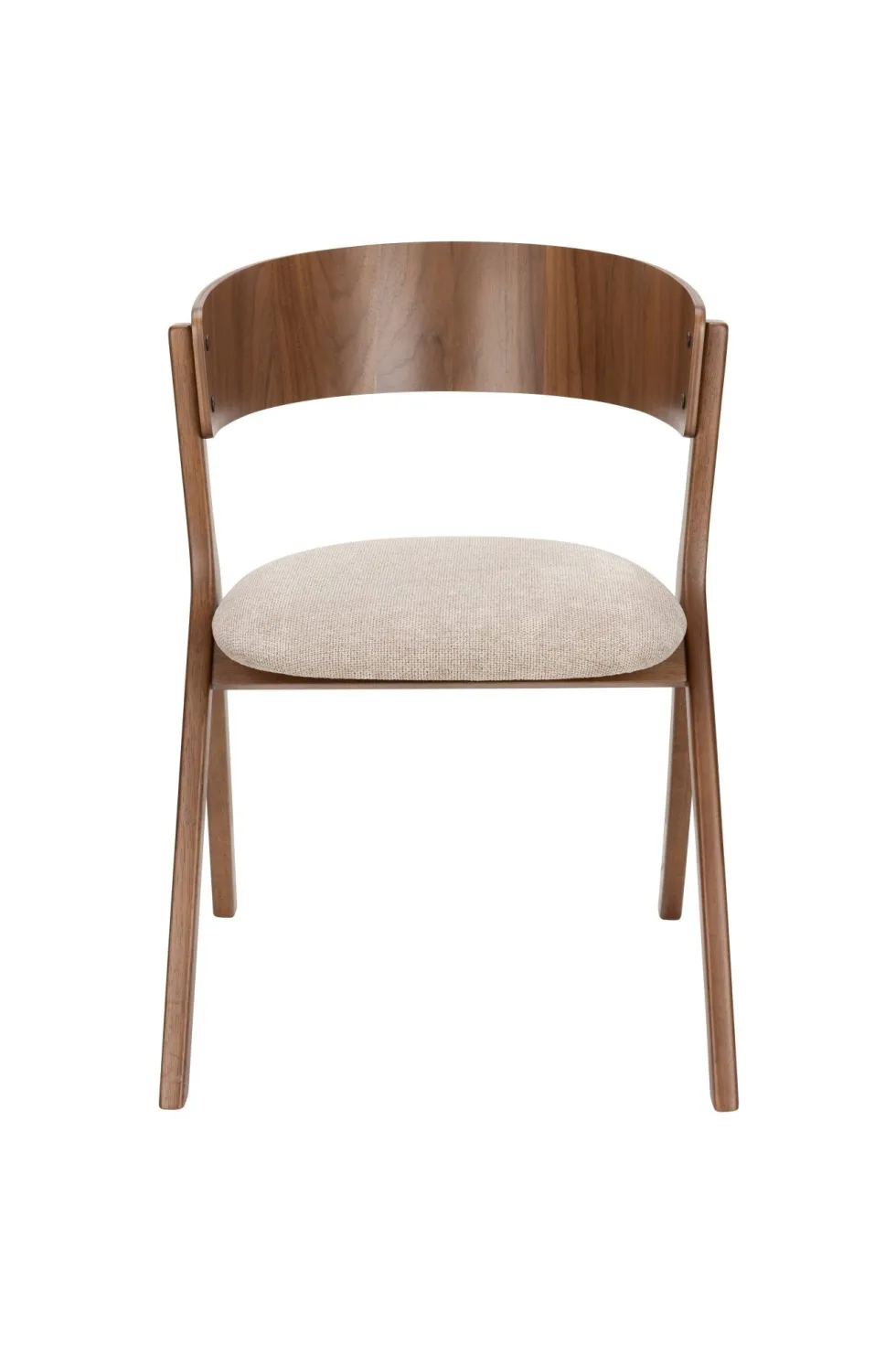 Chaise avec accoudoirs en tissu beige et bois d'hévéa Bresso - Dutchbone