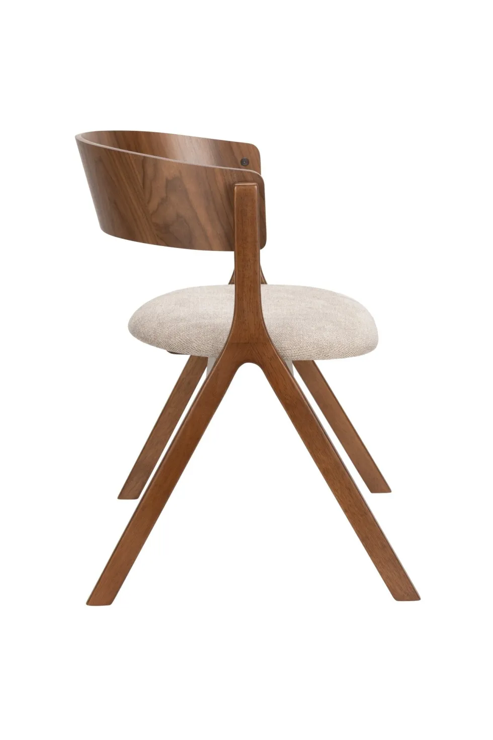 Chaise avec accoudoirs en tissu beige et bois d'hévéa Bresso - Dutchbone