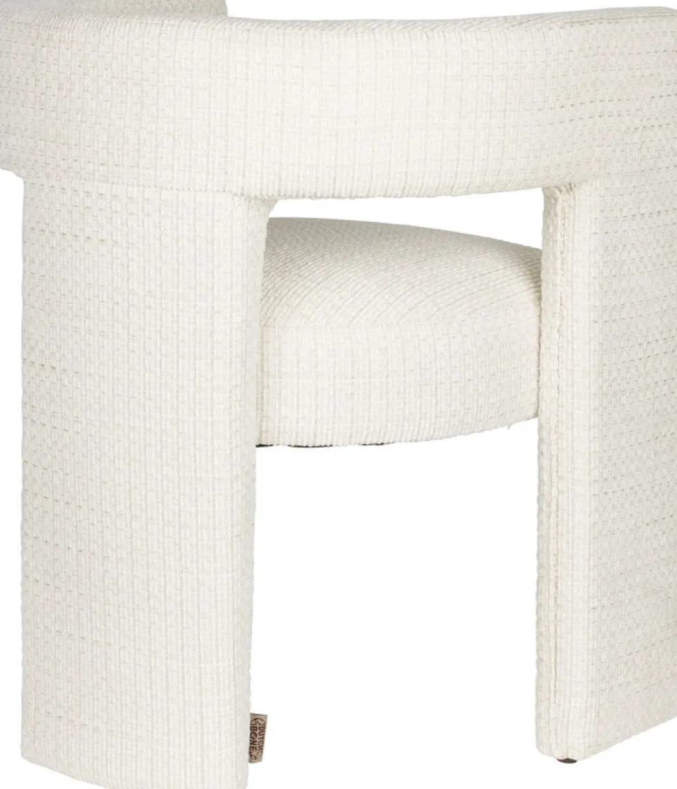 Chaise avec accoudoirs en tissu blanc cassé Medina - Dutchbone
