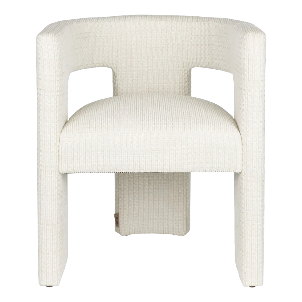 Chaise avec accoudoirs en tissu blanc cassé Medina - Dutchbone