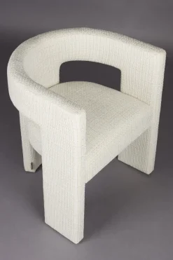 Chaise avec accoudoirs en tissu blanc cassé Medina - Dutchbone